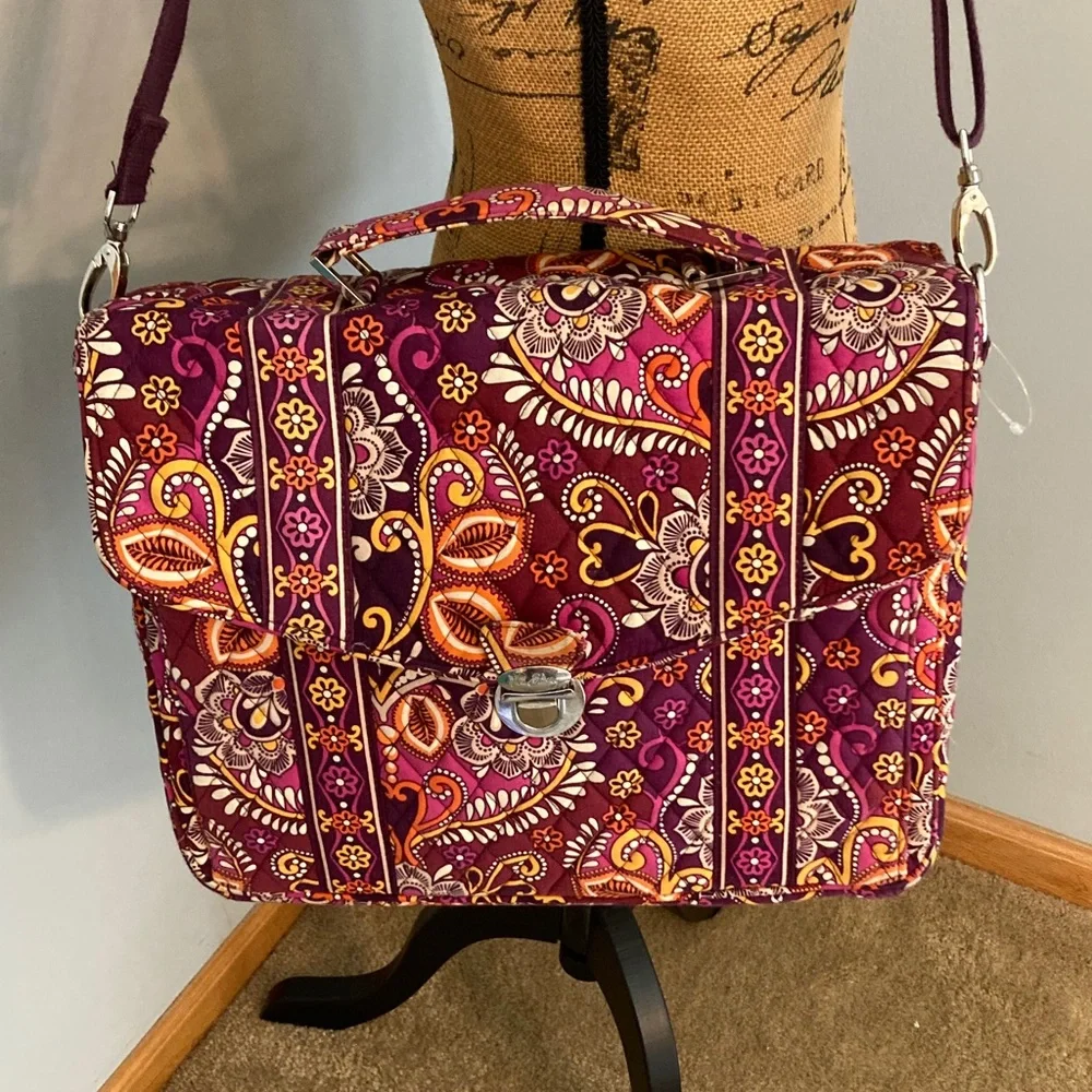 Vera Bradley Quilted Attache Messenger Laptop Satchel Safari Sunset